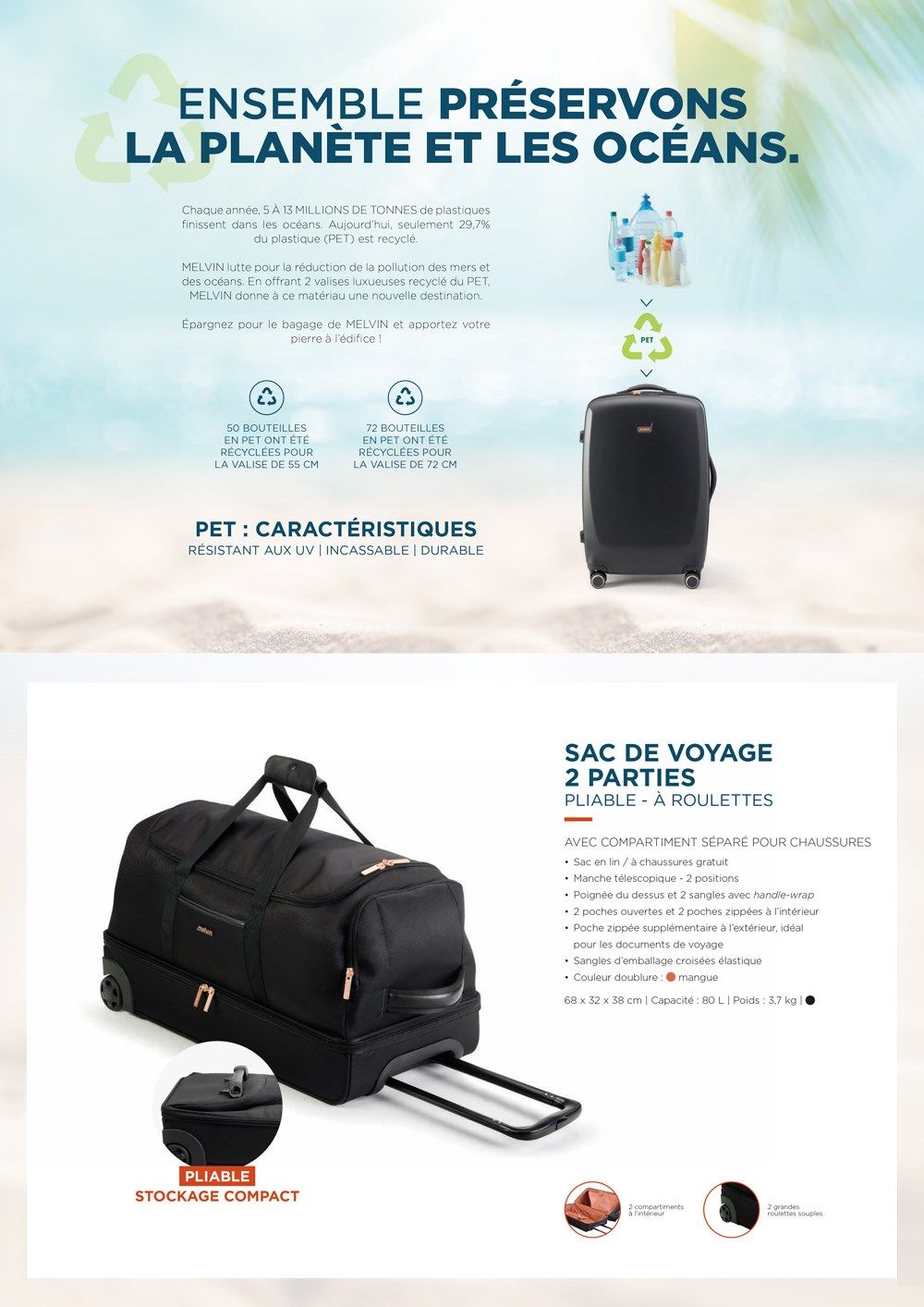 sac de voyage sans compartiments