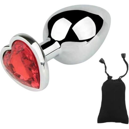 Plug Anal 8 cm Bijou Intime SexToy Rosebud Cœur Rouge avec Pochette en