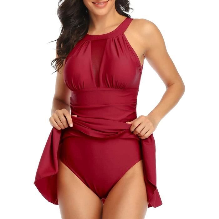 Femme Maillot De Bain Pi Ce Avec Jupette Push Up Rembourr Cache Amincissant Bikini Jupette