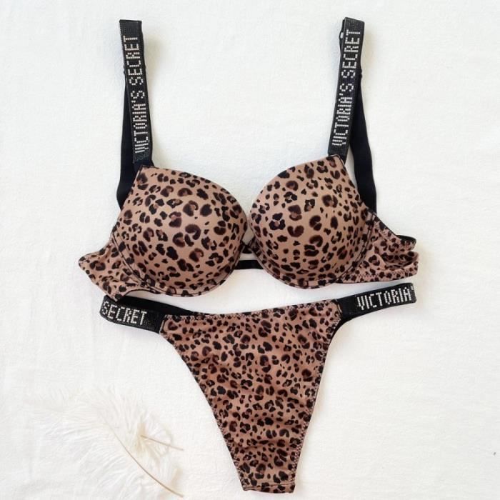 Sexy Confortable Imprim L Opard Lingerie Dames Ensemble Push Up