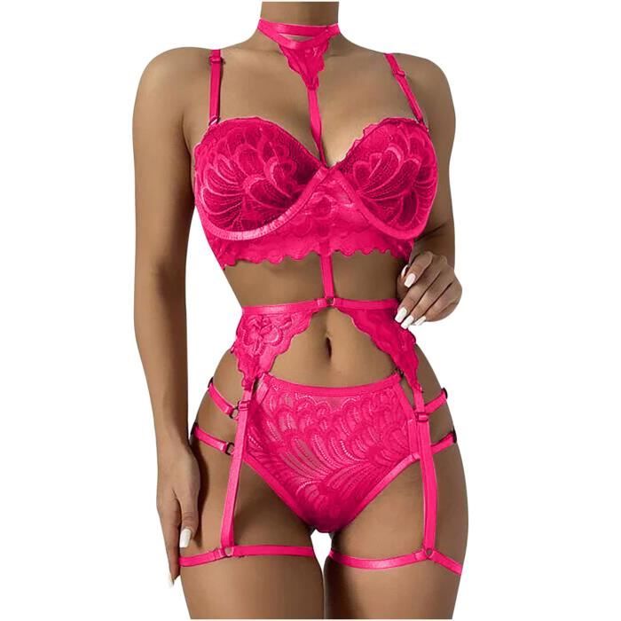 Sasaquoy Brassiere Lingerie Femmes Sexy Couleur Unie Bralette Culotte