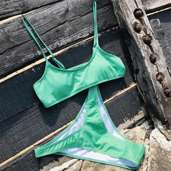 Maillot De Bain Femme Mode Chic Boheme Style Bikini Glamour Elegant Sexy Y Vert Blanc