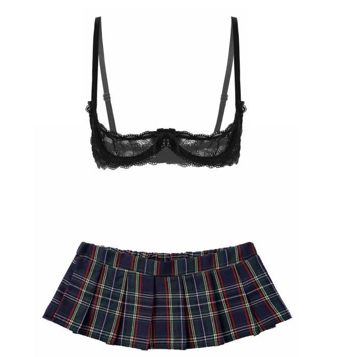 Iefiel Pi Ces Ensemble De Lingerie Femme Sexy Soutien Gorge Mini Jupe