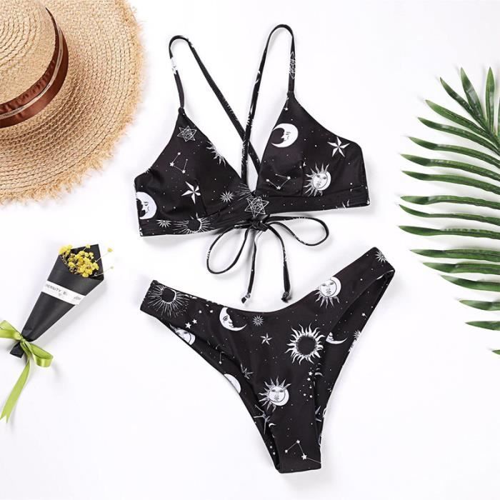 Bikini Swimsuit Maillot De Bain Imprim Tournesol Ensemble Deux