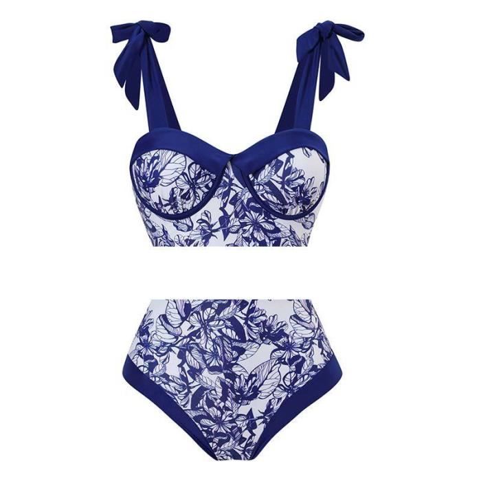 MAILLOT DE BAIN Femme Bikini Taille Haute Imprime Mode Sexy