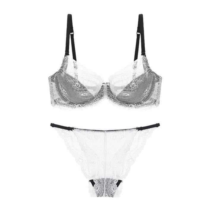 Ensemble Lingerie Femme Dentelle Sexy Transparente Ultra Fine