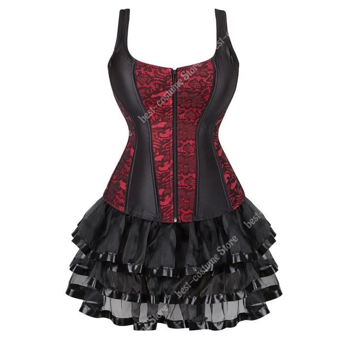 Robe Corset Burlesque En Dentelle Noire Pour Femme Lingerie Sexy Grande Taille Haut Avec Bonnet