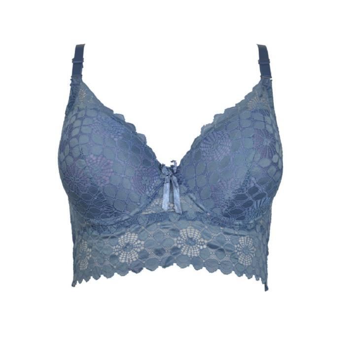 Soutien gorge 95C en dentelle bleu à armatures forme bustier lingerie