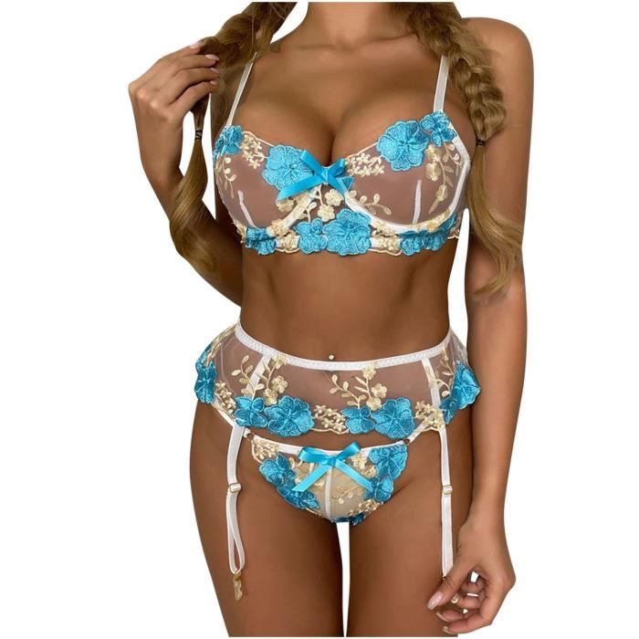 Caraco Sexy Mode féminine broderie de fleurs lingerie sexy dentelle