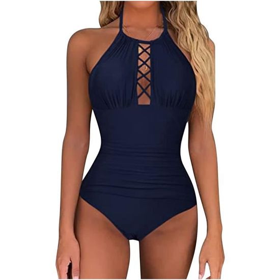 Femmes Sexy Solide Avec Poitrine Pad Sans Armature Bikini Maillot De