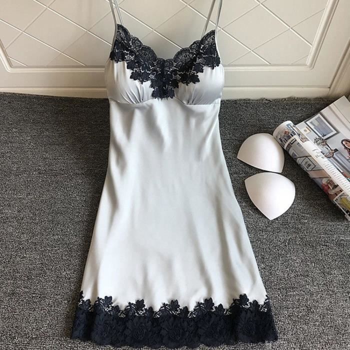 Nuisette Femme Satin V Tements De Nuit Femmes Dames Robe Lingerie Sexy Avec Coussinets Poitrine