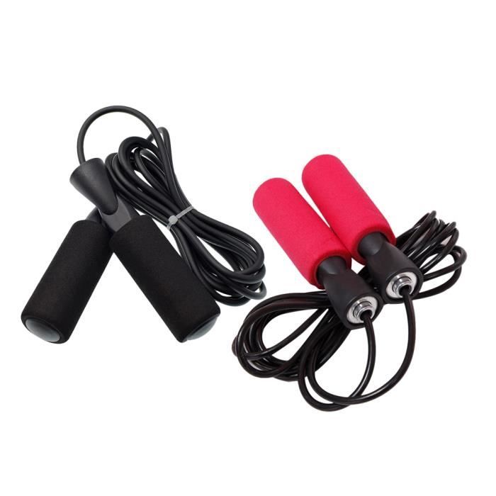 2PCS Exercise Jump Rope Fitness Bearing Skipping Ropes Gym Workout Equipment for Women Men (Black and Rosy)