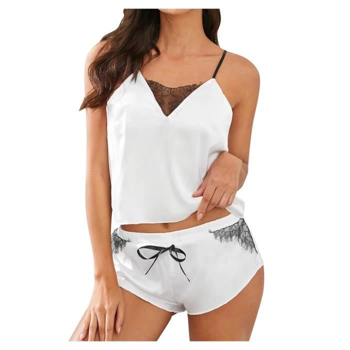 Ensemble Caraco Et Shorty Femmes Sexy Lingerie V Tements De Nuit Satin