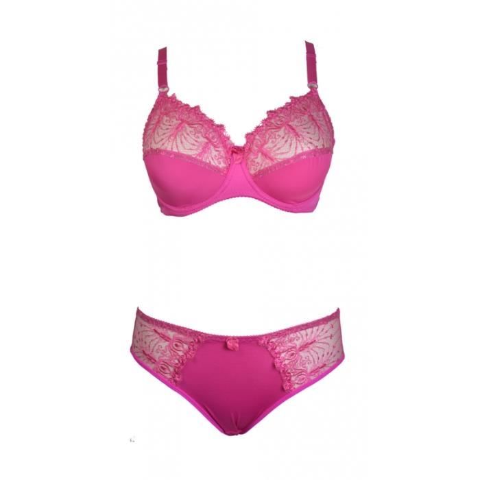 Ensemble Soutien Gorge E Et Culotte Dentelle Rose Lingerie Grande Taille Rose Cdiscount