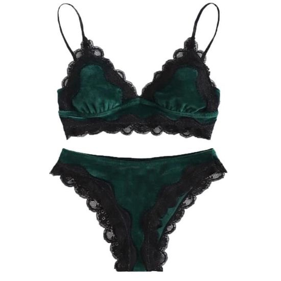 Femmes Sexy Dentelle Lingerie Velours Pyjama Ensemble Bodydoll V Tements De Nuit Soutien Gorge