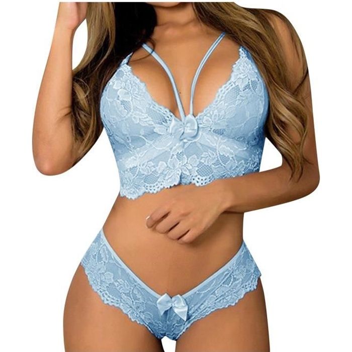 Ensemble De Lingerie Femmes Plus La Taille Corset Dentelle Floral Bralette Soutien Gorge Deux