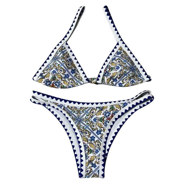 Maillot De Bain Pcs Set Femmes Bikini Impression Florale Triangulaire