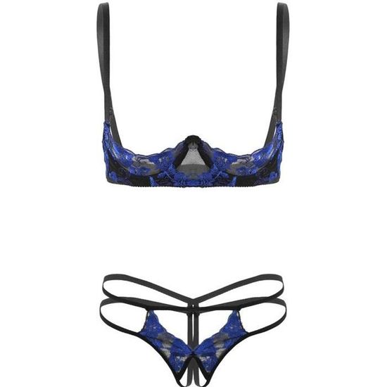 Dpois Ensemble De Lingerie Sexy Femme Slip Ouvert Entrejambe Rotiques