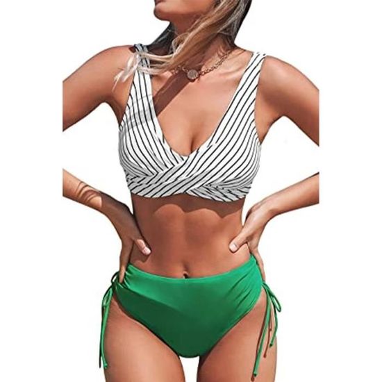 ONEYOO Femme Bikini Froncé et Torsadé Ensemble Bikini à laçage Imprimé