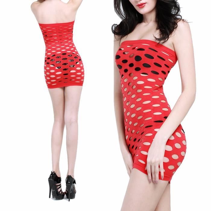 Sexy Femme Lingerie Robe De Nuit R Sille Maille Rouge Cdiscount