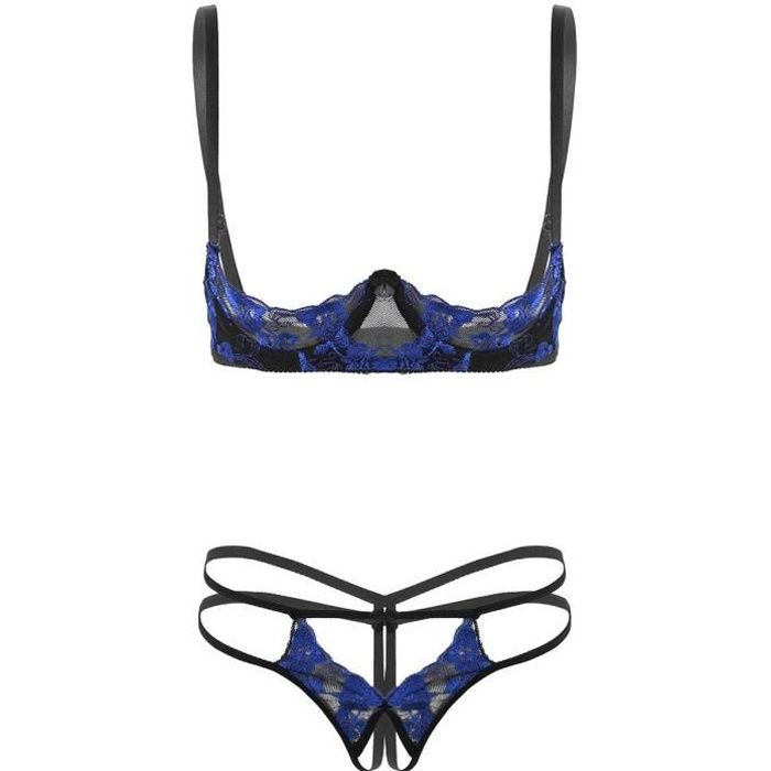 DPois Ensemble de Lingerie Sexy Femme Slip Ouvert Entrejambe Érotiques