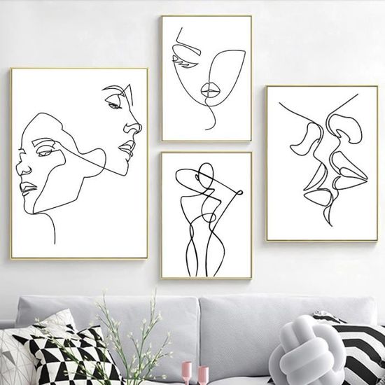 Affiche Nordic Minimalist Figures Line Art Sexy Woman Body Nude Wall Canvas Paintings Drawing