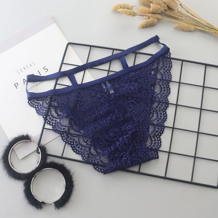 Lingerie Sexy Femme Dentelle String Ouvert Culotte G Pants Lingerie Pyjamas Marine Marine
