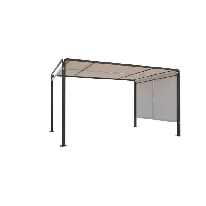 Kanpur- Pergola tissu polyester 3x4M - Noir & Blanc