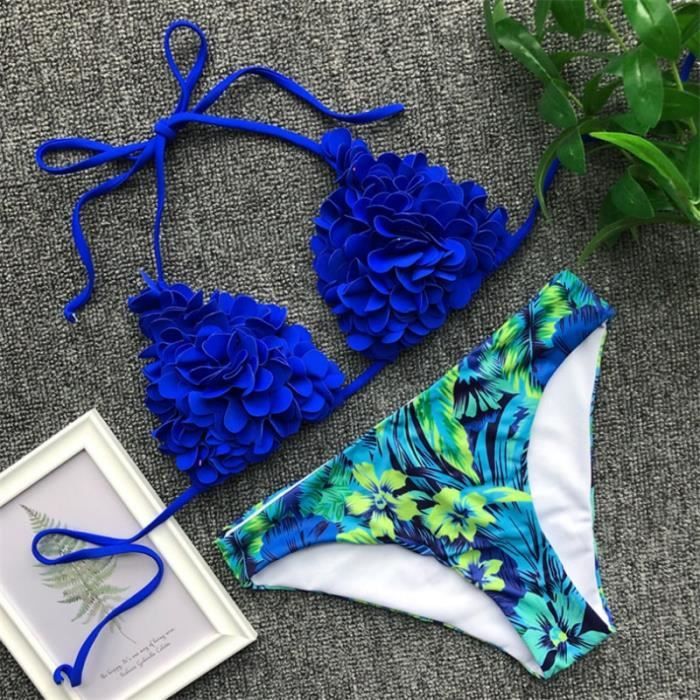 MAILLOT DE BAIN GNIM Bikini brésilien à fleurs 3D maillot de bain