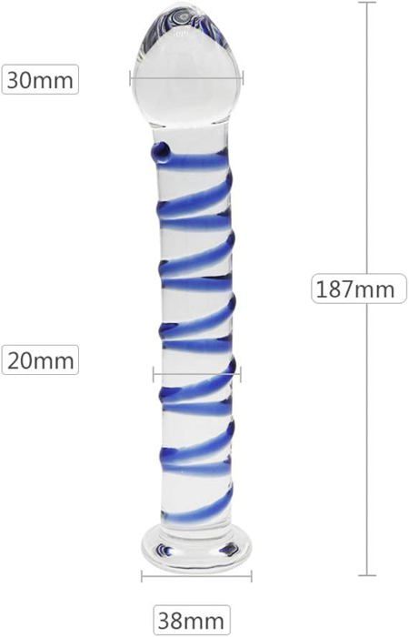 Sex Toys Snals Gode En Verre Avec Spirale Bleue Stimulation Du Point G