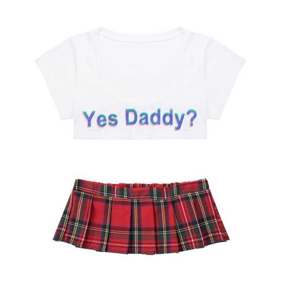 Femme Tenue d Écolière Sexy Lingerie Femme Coquine Mini Jupe Plaid