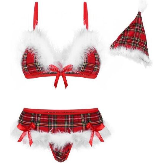 Iixpin Lingerie Femme Sexy Déguisement Noël Costume Ecolière Tenue MIni