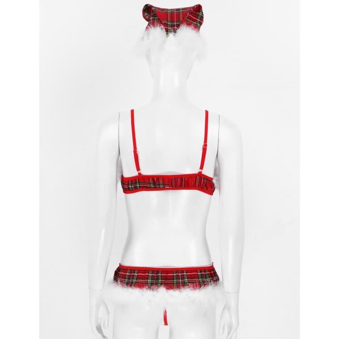 Iixpin Lingerie Femme Sexy Déguisement Noël Costume Ecolière Tenue MIni