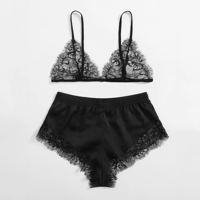 Mesdames Mode Lingerie Sexy Dentelle Creux Exquis Soutien Gorge Shorts