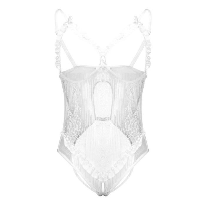 Femmes Sexy Lingerie Dentelle Dos Nu Body Bandage Ouvert Entrejambe