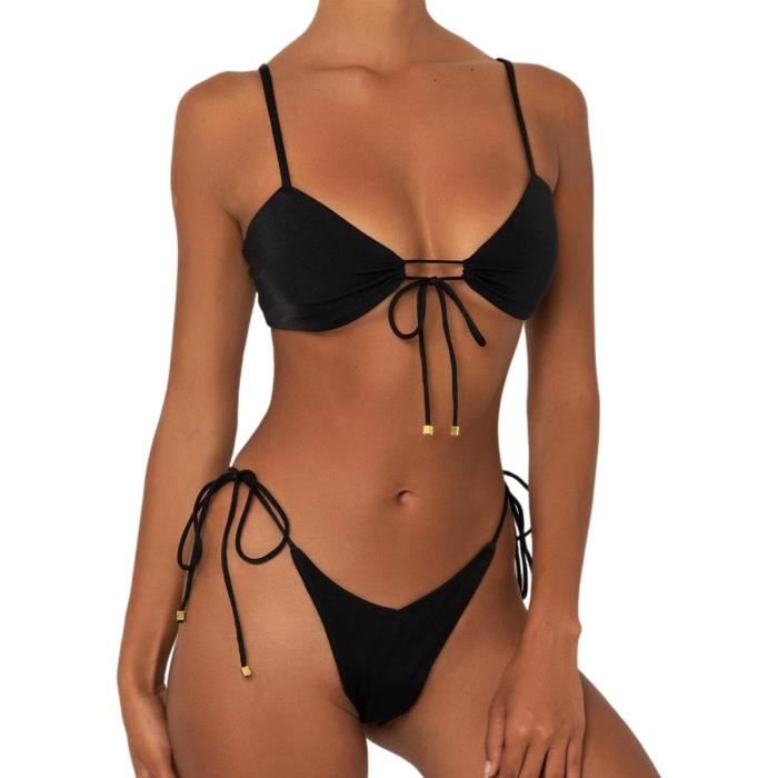 Maillot De Bain Pcs Set Split Bikini Solide Couleur Bandage Sexy