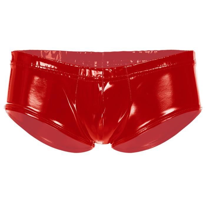 Iefiel Slip Sexy Homme Rotique Lingerie Cuir Brillant Slip Taille