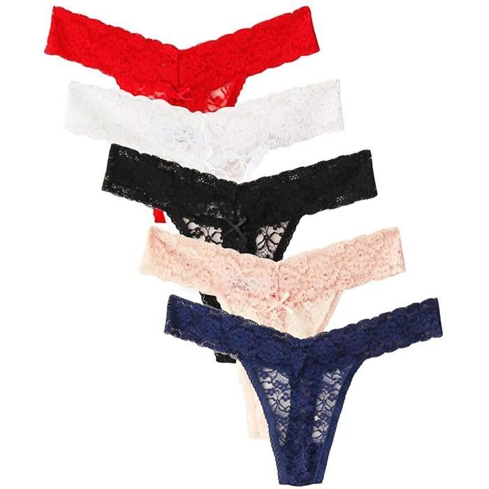String En Dentelle Lot De Er Pack String Culottes Et Slips Dentelle Lingerie Sexy String
