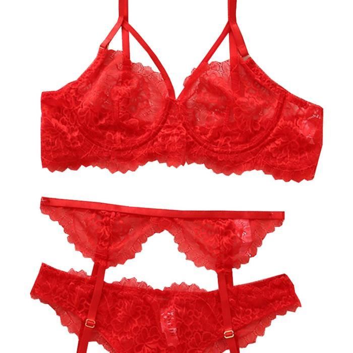 Sasaquoy Brassiere Lingerie Femmes Sexy Couleur Unie Bralette Culotte