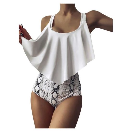Bikini Femmes Floppy Imprim Taille Haute Split Maillots De Bain