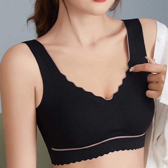Femmes Sexy Top Soutien Gorge Sans Fil Sous Vêtements Base Gilet Style Sports Lingerie Noir Noir