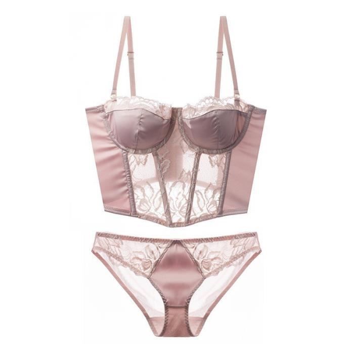 Ensemble Lingerie Femme Dentelle Sexy Froncee A Mode Polyvalente Haute