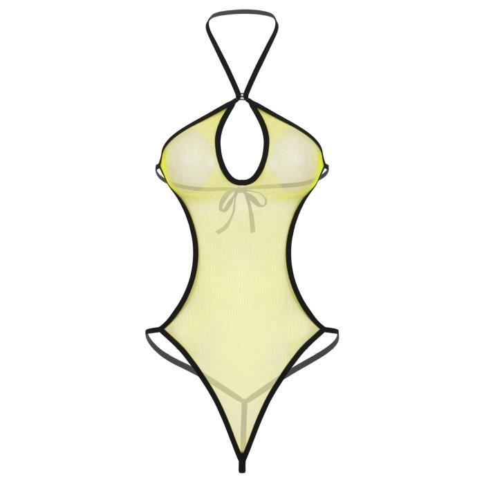Yonghs Fr Body String Sexy Femme Transparent Bodysuit Thong Bikini Dos