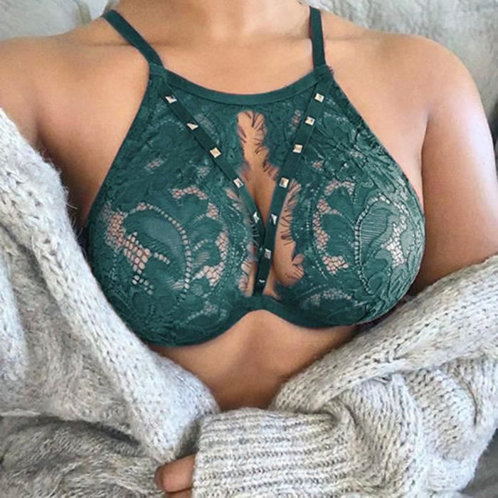 Lingerie Sexy En Dentelle Creuse De Couleur Unie Pour Femmes