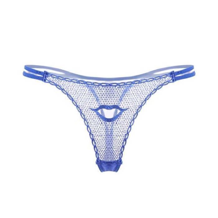 Femme Sexy Culotte Slip String Lingerie Tang Dentelle String ouvert DZK30 Bleu Cdiscount Prêt