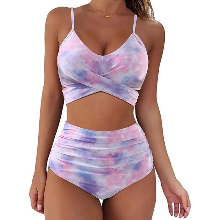Maillots de Bain Femme Deux Pièces Halter Avant Croix Désign Bikini Top