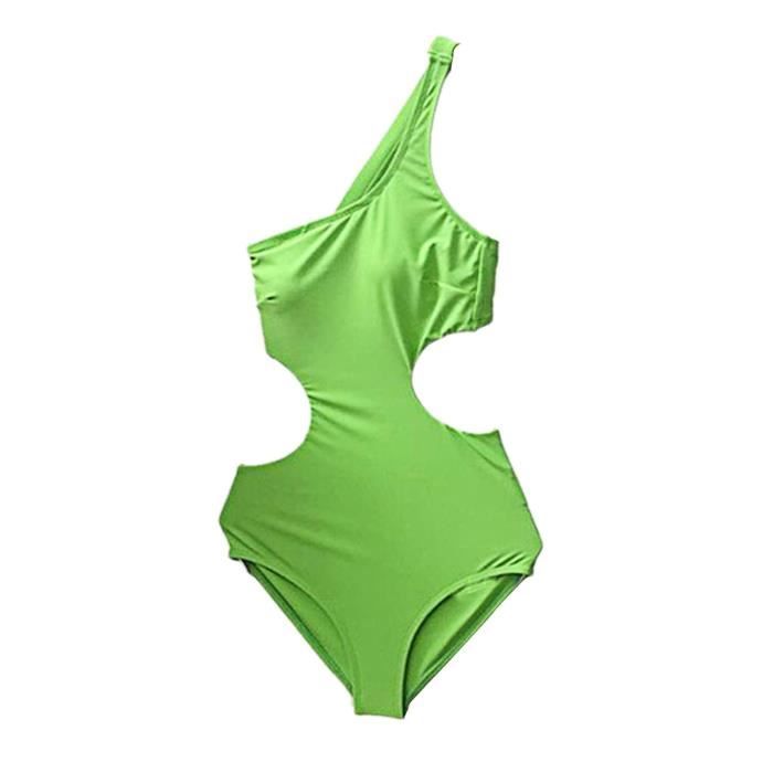 Maillot De Bain Boucle De Bain Dos Nu Barboteuse Coupe Haute Bikini Une Paule Creuse Une Pi Ce
