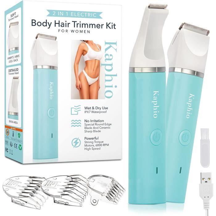 Tondeuse Bikini Femme IPX7 Étanche Kaphio avec 3 Protections de Tonte