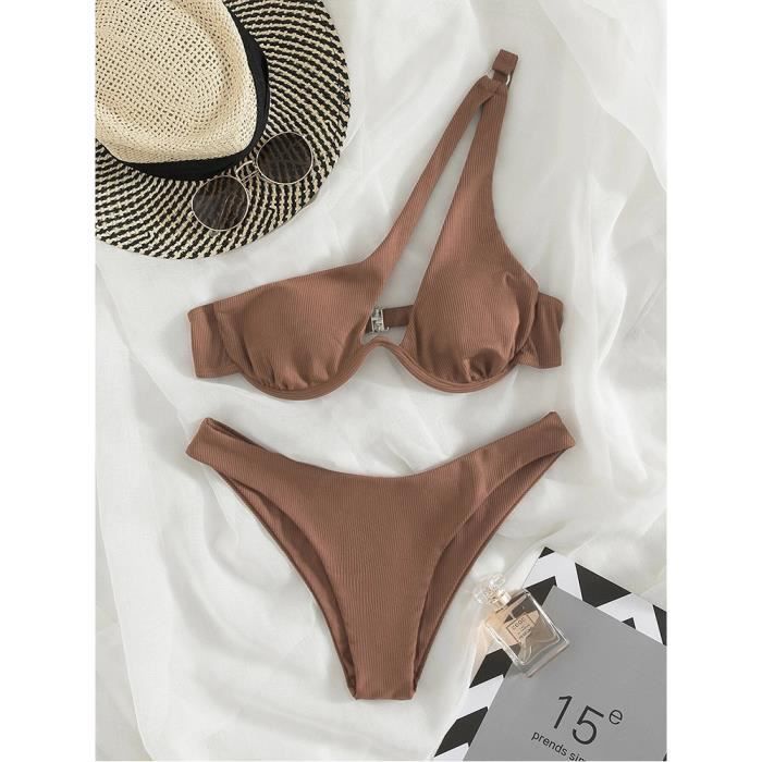 Bikini swimsuit Maillot de bain asymétrique épaule dénudée Sexy