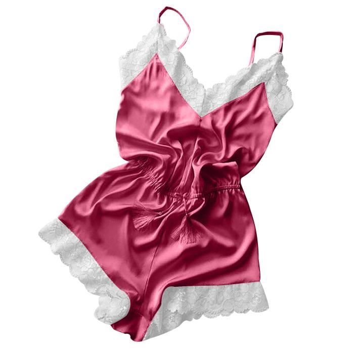 Body Mode Femmes Sexy Lingerie Fille V cou Dentelle Splice Vêtements De